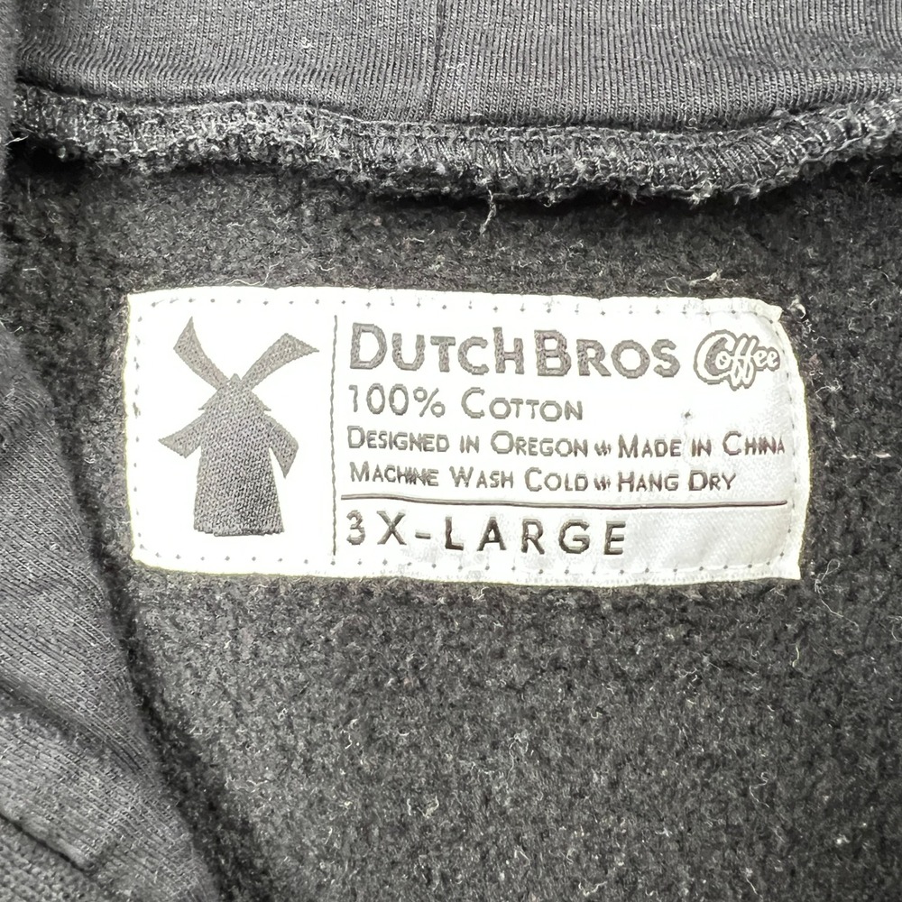 Dutch Bros Dutch Mafia Zip Hoodie Size 3XL Black Graphic Coffee Sweatshirt - Picture 4 of 9